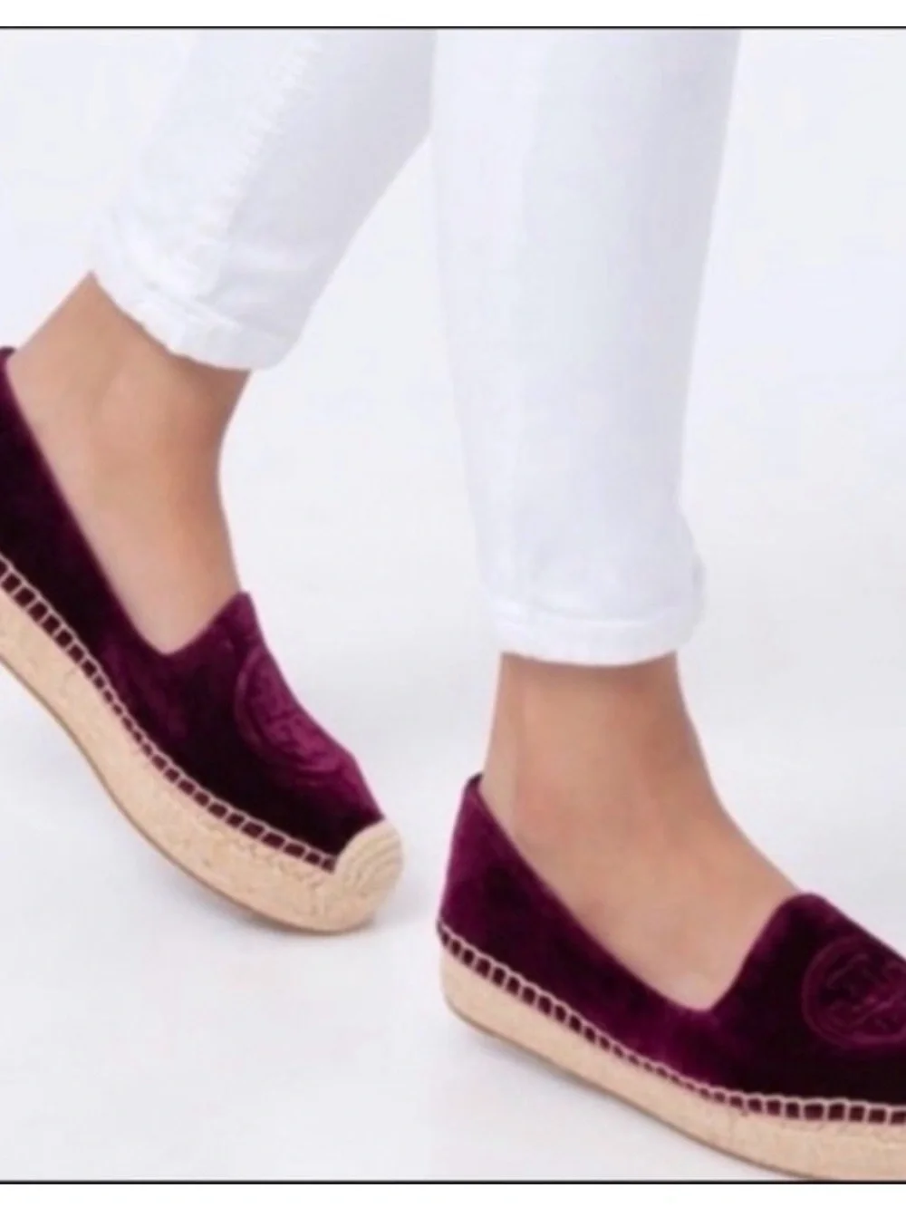 Tory Burch Velvet Espadrilles in Deep Berry
